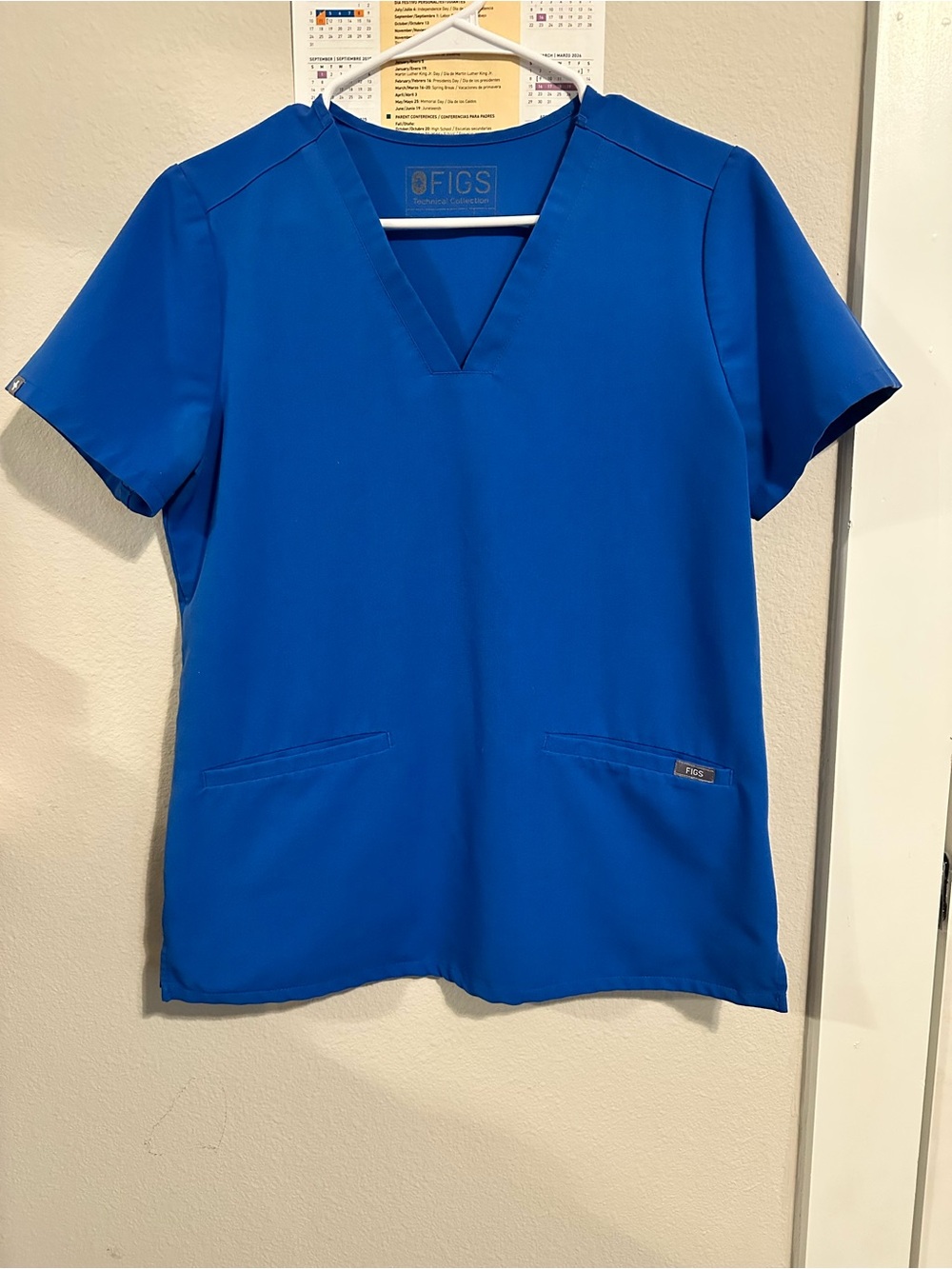FIGS Women's V-Neck Scrub Top in Blue